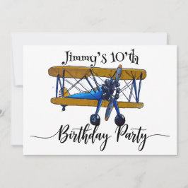 Reserva La Fecha Fiesta de cumpleaños de niños con biplano azul y a