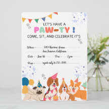Fiesta de cumpleaños de perro pimienta invitacione