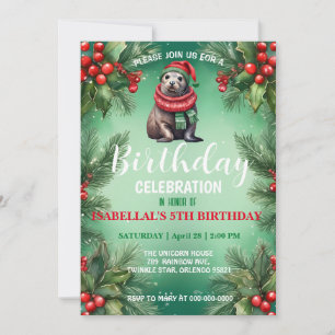 Reserva La Fecha Fiesta de cumpleaños de Santa Navidad, león de foc