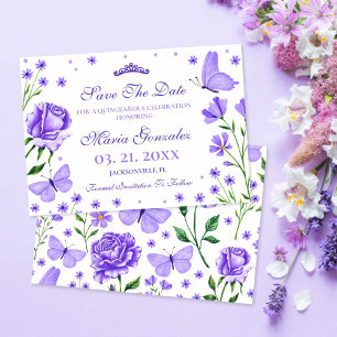 Reserva La Fecha Fiesta de cumpleaños número 15 de Lilac Purple Qui