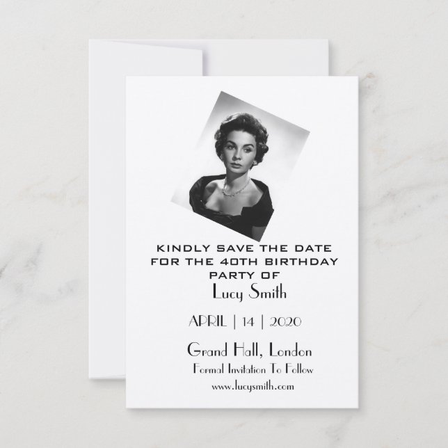 Reserva La Fecha Fiesta de cumpleaños personalizada Guardar las tar (Anverso)