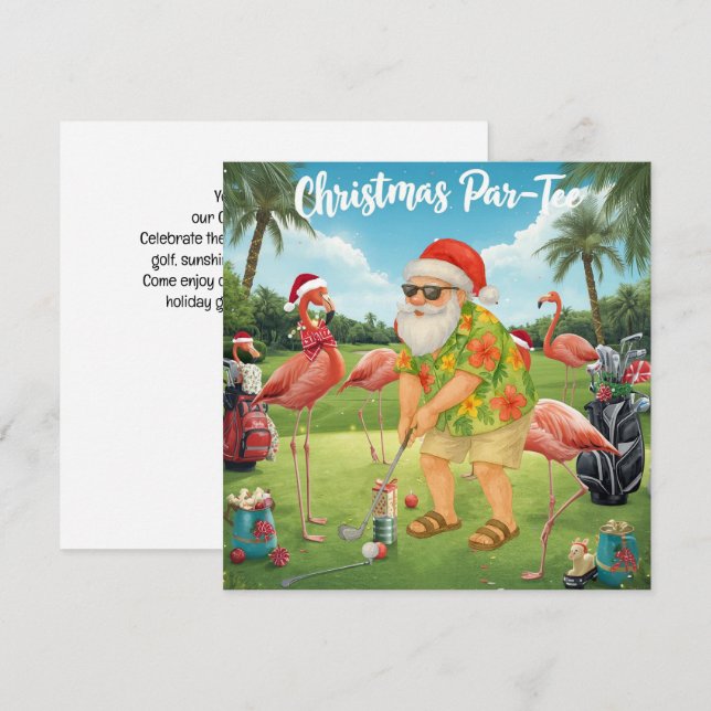 Reserva La Fecha Fiesta de Golf Par tee Santa Claus Navidad Flamenc (Anverso / Reverso)
