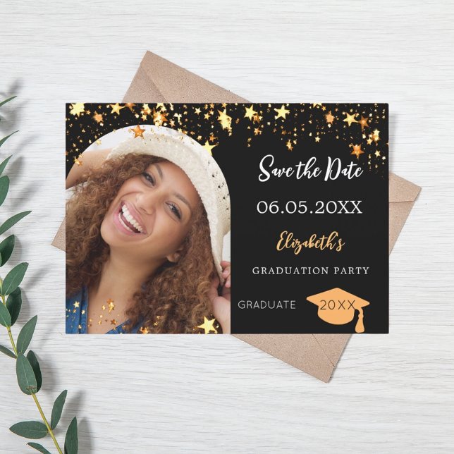 Reserva La Fecha Fiesta de graduación estrellas de oro negro foto a (Subido por el creador)