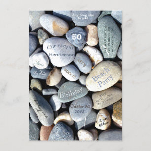 Reserva La Fecha Fiesta de playa guijarros rústicos estilo 50 cumpl