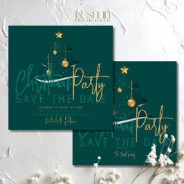 Reserva La Fecha Fiesta del Árbol de Navidad Esmeralda Elegante
