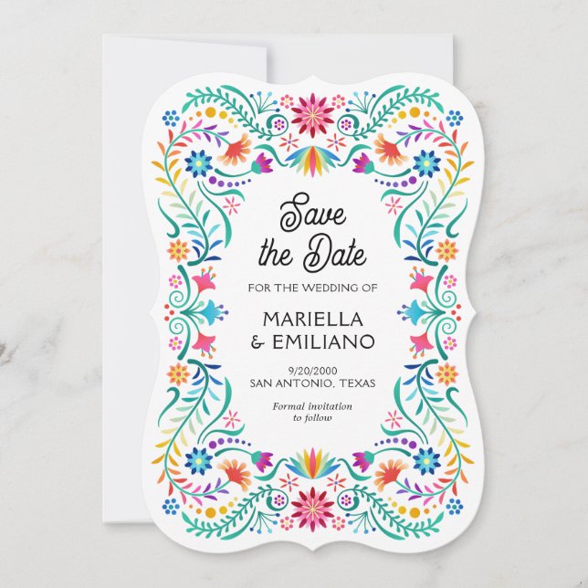 Reserva La Fecha Fiesta Floral Boda de Quinceañera Guardar la fecha (Anverso)