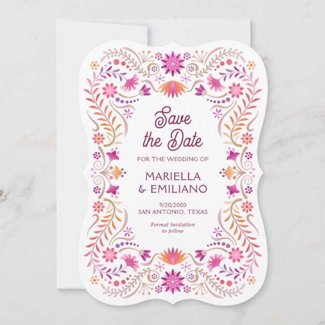 Reserva La Fecha Fiesta Pink Quinceañera Wedding Save the Date (Anverso)