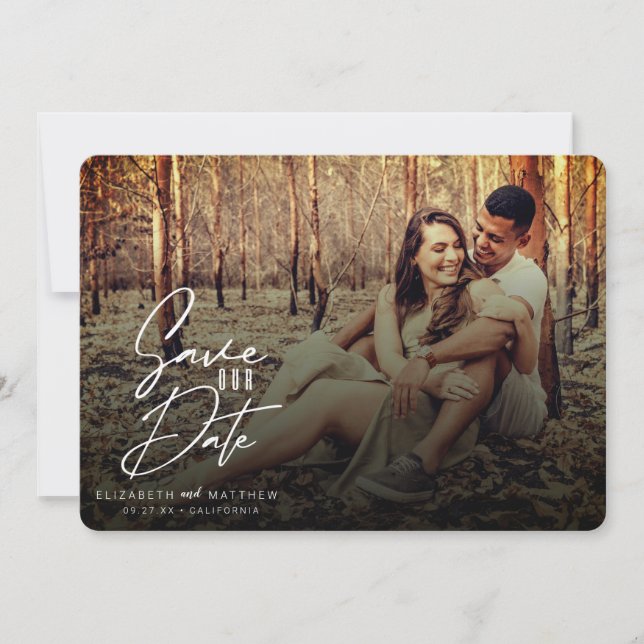 Reserva La Fecha Filtro de caída rústico de guiones blancos foto fr (Anverso)