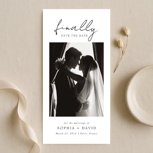Reserva La Fecha Finally | Black and White Bookmark Photo Wedding (Subido por el creador)