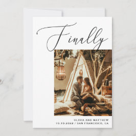 Reserva La Fecha Finalmente Boda elegante de fotografías en blanco 