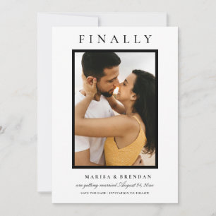 Reserva La Fecha Finalmente elegante foto en blanco y negro