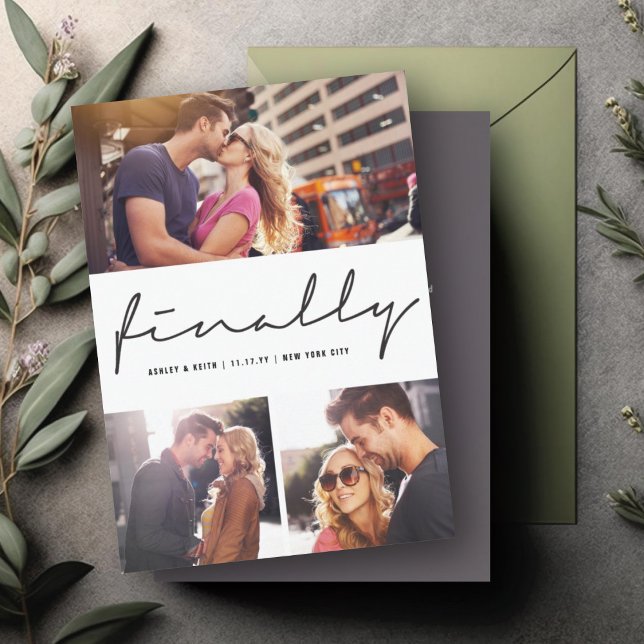 Reserva La Fecha Finalmente guion Diseño de boda moderno de 3 fotos (Subido por el creador)