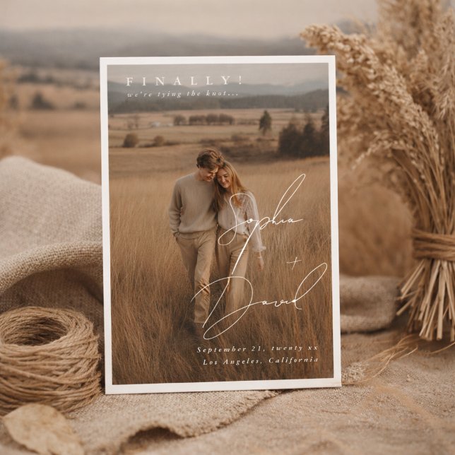 Reserva La Fecha Finalmente guión elegante NOMBRES Foto Boda (Subido por el creador)