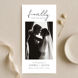 Reserva La Fecha Finalmente | Marcador de Libro Foto de Boda en Bla