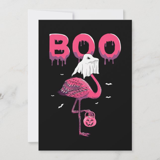 Reserva La Fecha Flamencos | Flamingo Boo Ghost Halloween (Anverso)