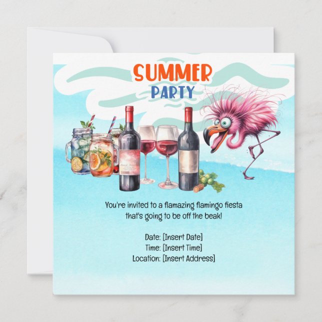 Reserva La Fecha Flamingo Funny Design for fiesta (Anverso)