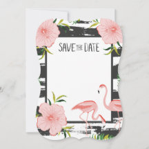 Flamingo Rosado Tropical Save The Date