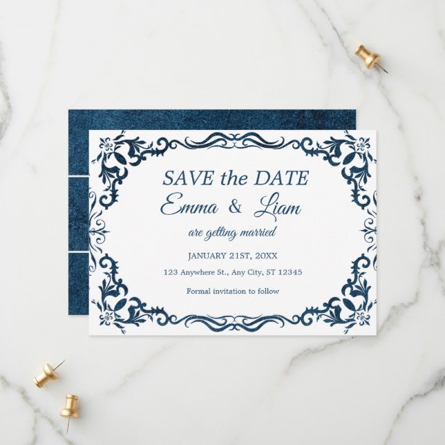 Reserva La Fecha Flat Save The Date Card (Anverso/Reverso In Situ)