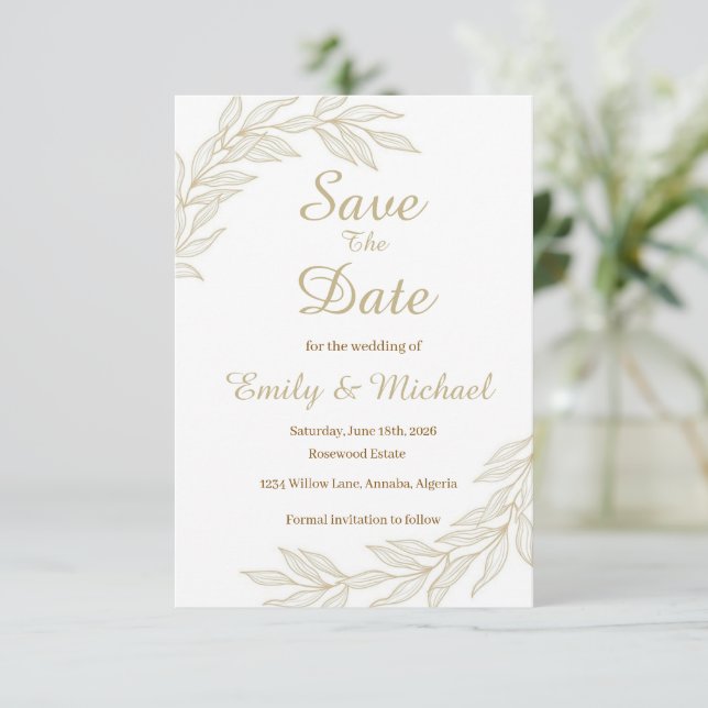 Reserva La Fecha Flat Save The Date Card (Anverso de pie)