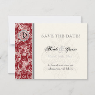 Reserva La Fecha Fleur di Lys Damask - Wine Save the Date Card