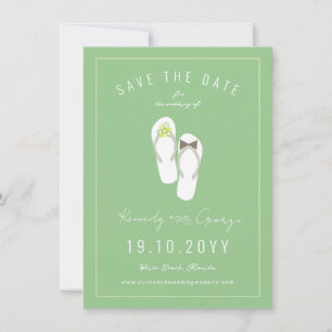 Reserva La Fecha Flip Flops Daisies Beach Wedding Photo