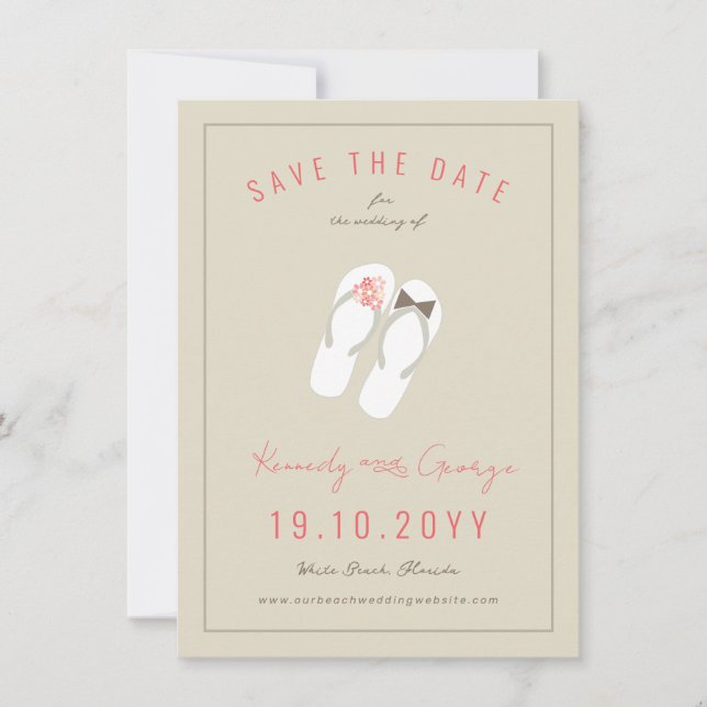 Reserva La Fecha Flip Flops Daisies Beach Wedding Photo (Anverso)