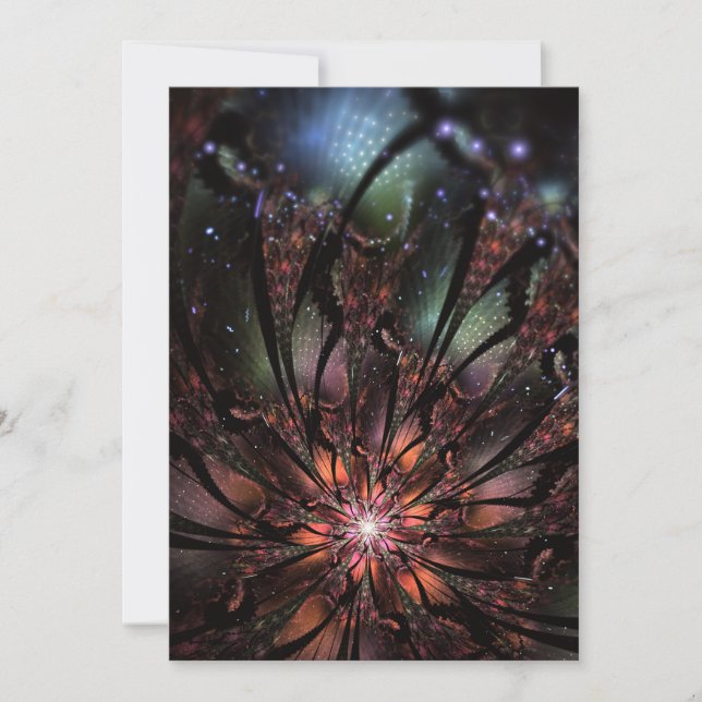 Reserva La Fecha Flor de fantasía fractal suave y delicada (Anverso)