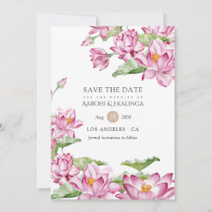 Reserva La Fecha Flor de Loto Acuarela Boda India