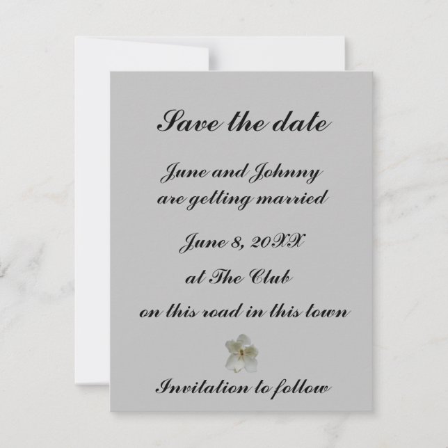 Reserva La Fecha Flor de Magnolia blanca Save The Date (Anverso)