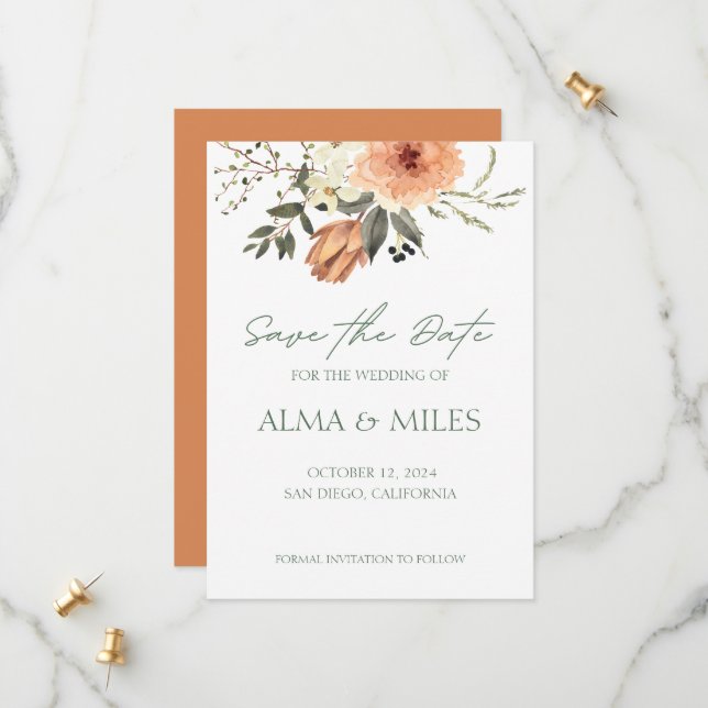 Reserva La Fecha Flor de Terracota Aviso de Compromiso (Anverso/Reverso In Situ)