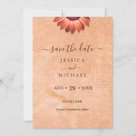 Reserva La Fecha Flor Gerbera en el Boda de melocotón abstracto