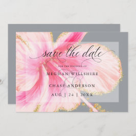 Reserva La Fecha Flor Rosa Acuarela Rústica Tropical