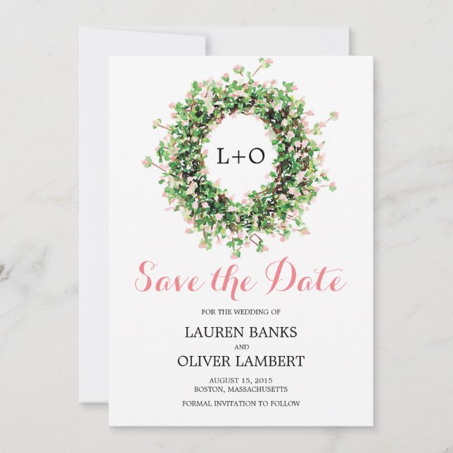 Reserva La Fecha Flor rosa Bontaneal | Guardar la fecha (Anverso)