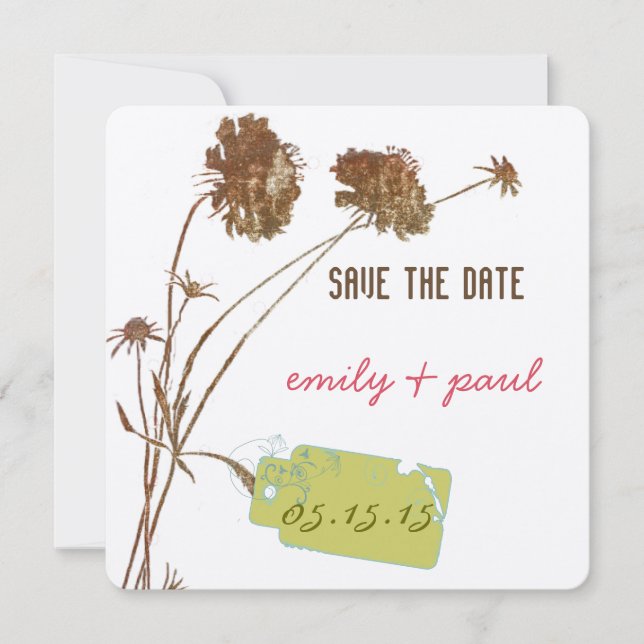 Reserva La Fecha Flor rosa de miel Botánica Save the Date (Anverso)