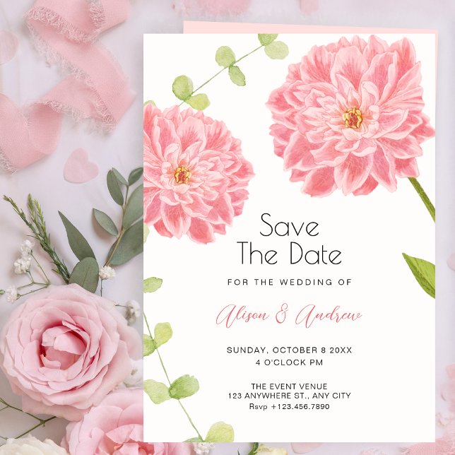 Reserva La Fecha Flor rosa florece boda (Subido por el creador)