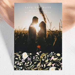 Reserva La Fecha Flor salvaje amarillo primavera Pampas Boho Foto