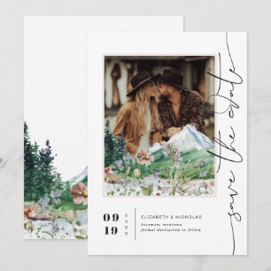 Reserva La Fecha Flor silvestre Boho Mountain   Foto Guardar la fec