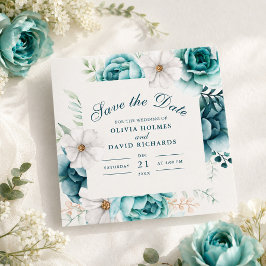 Reserva La Fecha Flor Silvestre Turquesa Avisa la Fecha | Floral Bo
