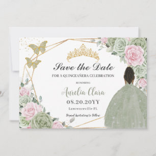 Reserva La Fecha Flora rosa verde sabrosa Quinceanera princesa marr