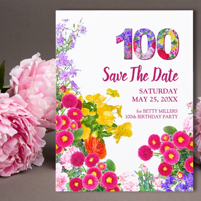 Reserva La Fecha Floral 100 años florió 100 cumpleaños (Subido por el creador)