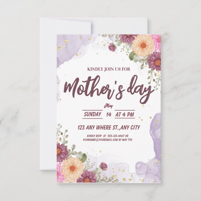 Reserva La Fecha Floral acuarela Día de la Madre (Anverso)