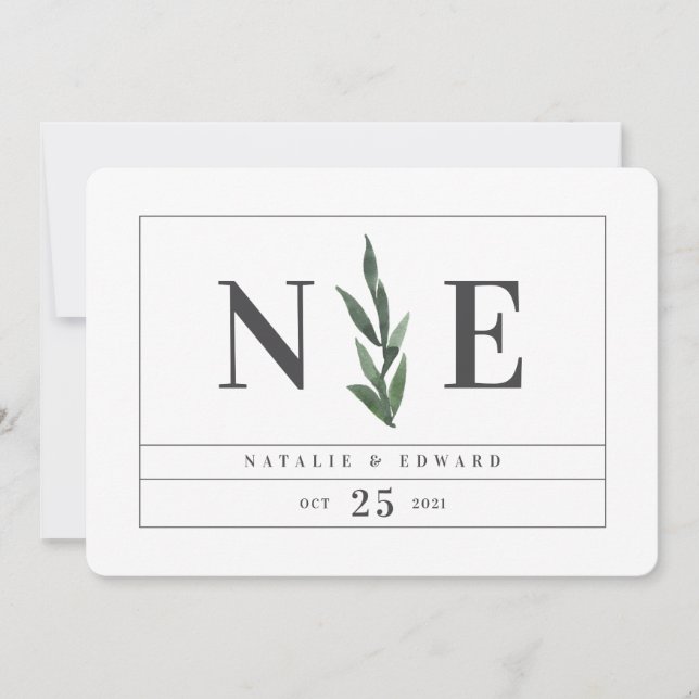 Reserva La Fecha floral acuarela frondosa salvar la fecha (Anverso)