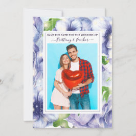 Reserva La Fecha Floral Anemone Boda púrpura foto