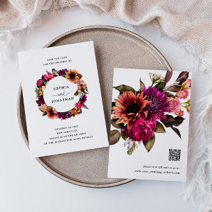 Reserva La Fecha Floral audaz   Colorido y elegante con código QR