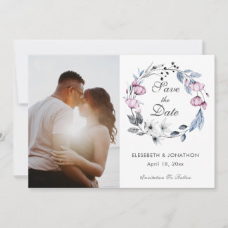 Reserva La Fecha Floral azul de lavanda romántica