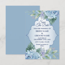 Floral Azul hojas verdes marco elegante matrimonio
