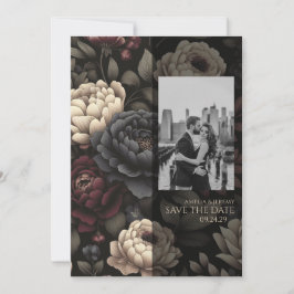 Reserva La Fecha Floral azul marino y borgoña