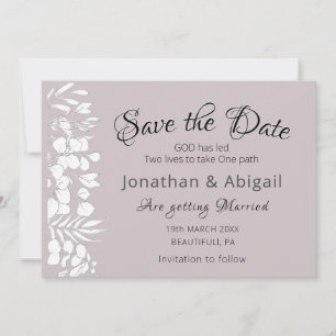 Reserva La Fecha Floral blanca sobre el Boda Inspirador de Lavender