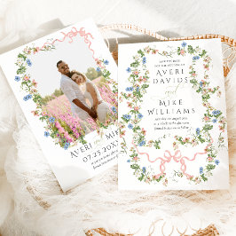 Reserva La Fecha Floral Bow Garden Rústico Elegante Boda de fotogra