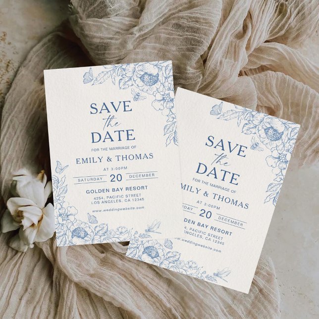 Reserva La Fecha Floral Chinoiserie Wedding Save The Date Card (Subido por el creador)